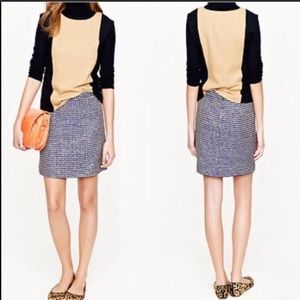 J. Crew Postage Stamp Mini Skirt Navy Tweed sz 8
